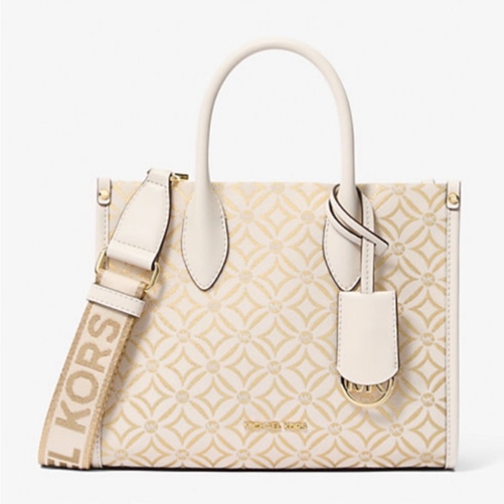 Michael Kors Mirella Small Metallic Logo Jacquard Crossbody Bag